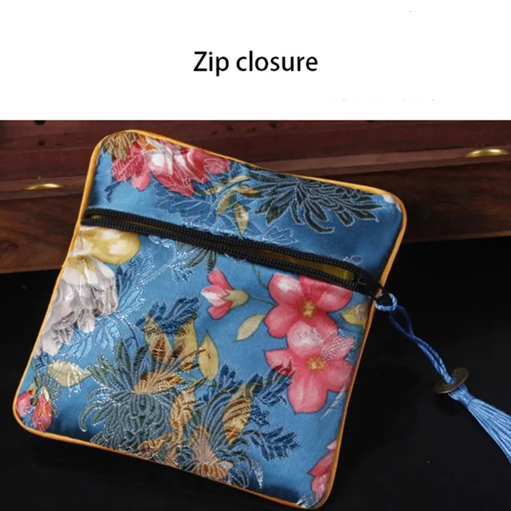 Cloth Embroidery Coin Pouch Tassel Copper Cash Pendant Jewelry Storage Bag Necklaces Case Bracelet Chinese Style 260307