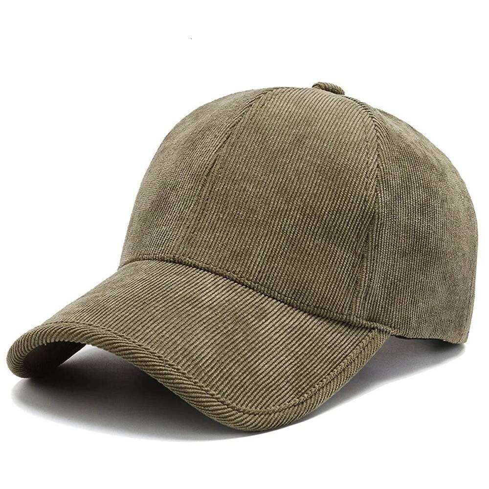 Stylish Army Green Yellow Winter Warm Corduroy Baseball Cap For Men Women Solid Color Snapback Hip Hop Caps Bone Trucker Hat Y260304