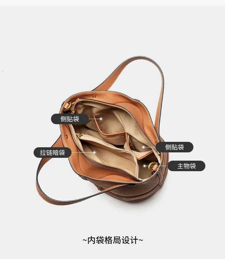 Women Bucket shoulder bag design Cowhide ladies handbags and purses genuine leather Tote Bags female messenger Bag Bolsas H260306