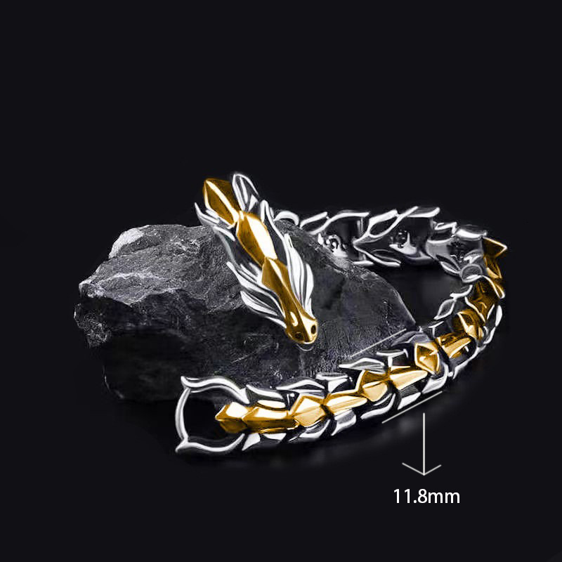 Luxury Brand Designer Jewelry Hot-Selling European And American Retro Dragon Head Multi-Color Hand Jewelry Bracelet Dragon Lin Metal Dragon Bone Pu