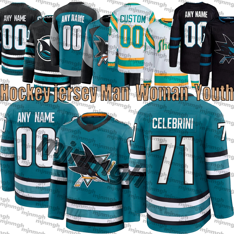 #71 Macklin Celebrini #48 Tomas Hertl #39 san jose sharkss hockey jersey William Eklund California Fabian Zetterlund Mackenzie Blackwood golden seals jerseys