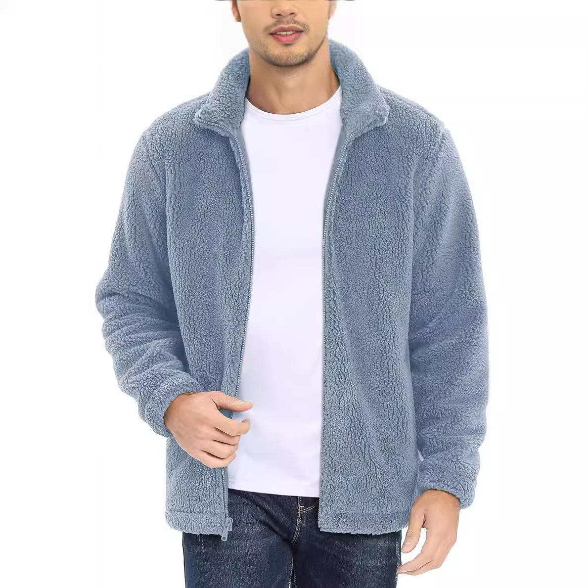 MAGCOMSEN Winter Mens Hoodies Zip Up Fuzzy Sherpa Lined Fleece Hooded Sweatshirt 2 Pockets Warm Heavy Thick Jacket 251205