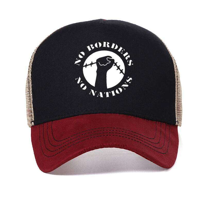 Borders No Nations ANTIFA Antifascist Anarchist men hat man Cool Anarchy Baseball Cap summer Mesh Breathable hats Y260304
