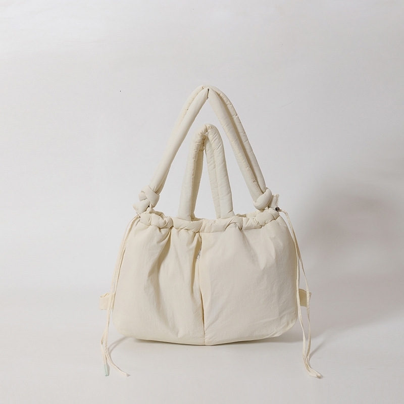 Casual nylon padded tote bag soft puffer women shoulder crossbody bags Simple Vintage large capacity handbags 260306