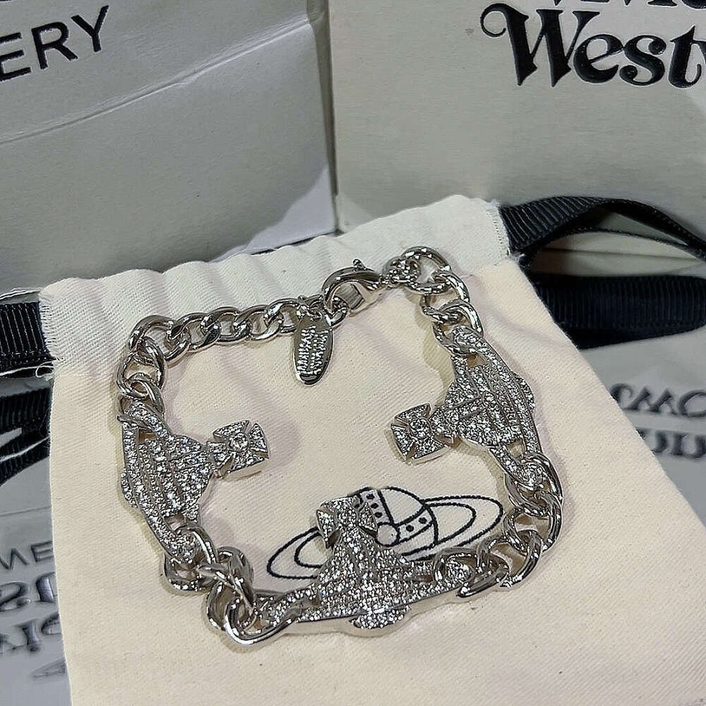 High-quality Empress-style thick Cuban Saturn full-diamond bracelet, necklace, and high-end choker collarbone chain