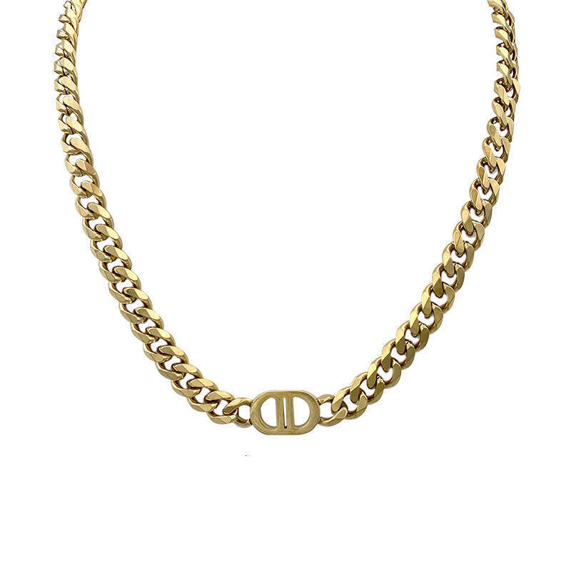 Heavy Industry High-Quality Thick gold Lter Titanium Steel Necklace for Women European and American Ins Intern Celebrity Hip-Hop Short Clavicle Chain