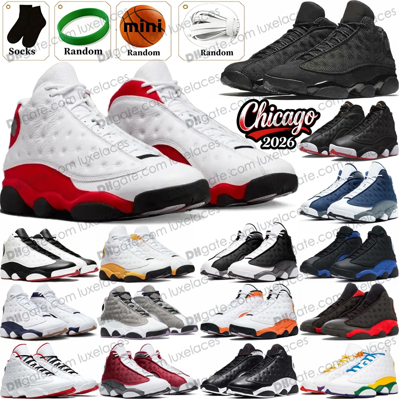 With Box 13 Mens Basketball Shoes 13s Chicago 2026 Blue Grey Red Black Cat Flint Playoffs Wheat Court Purple Hyper Royal Obsidian man Sports Sneaker Trainers