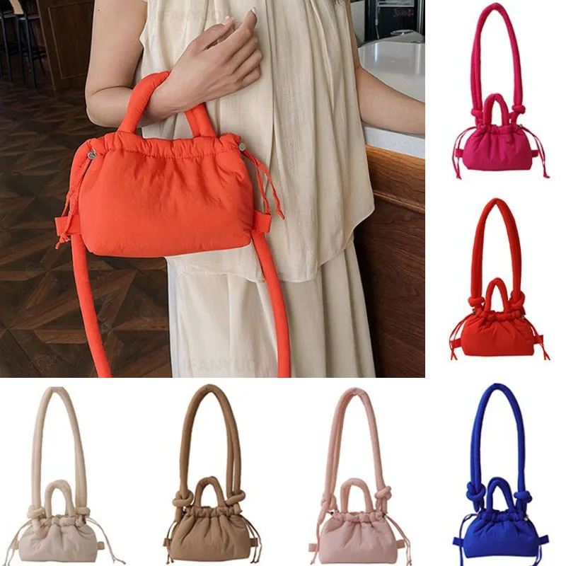 Korean Fashion Fabric Shoulder Bag Soft Dacron Crossbody Bag Mini Tote Purses for Women Underarm Bags Handbags and Purses 260306