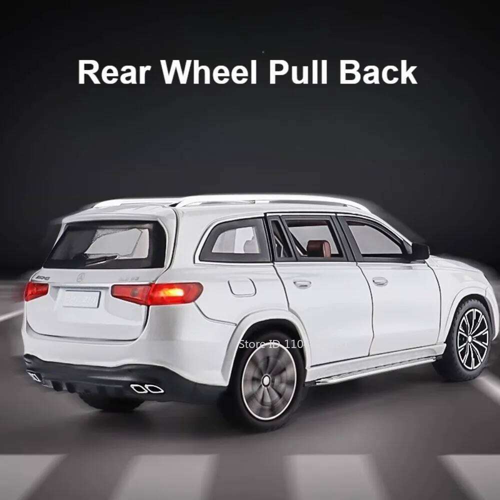 1:24 GLS63 GLE350 Model Alloy Diecast Toys Car 6 Doors Opened Sound Light Pull Back Miniature Vehices for Boys Birthday Presents Z260307
