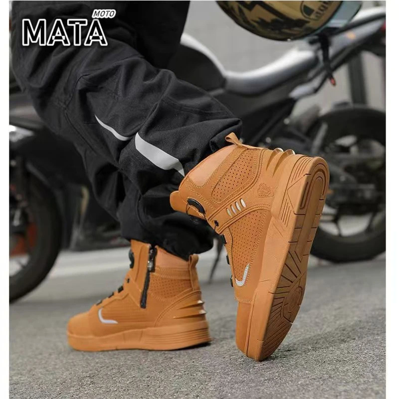 Motorcycle Boots Men Biker Shoes Moto Sneaker Microfiber Leather Adventure Motocross Antislip Equipment 260307
