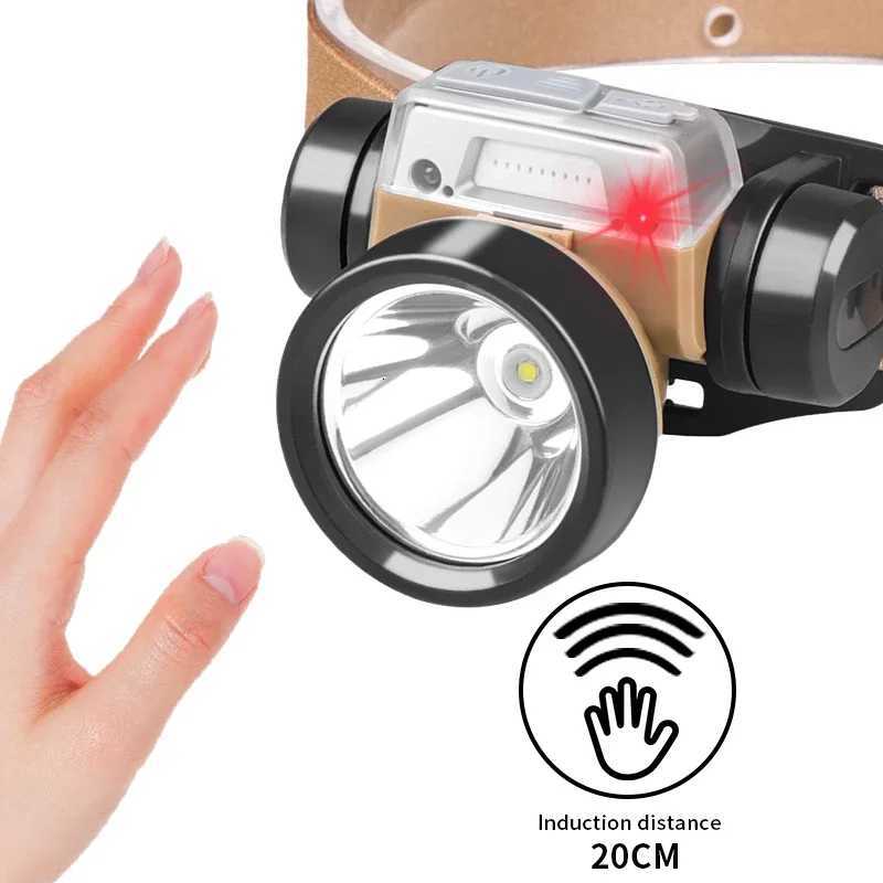 XPG strong light sensor headlight USB charging LE red light warning outdoor fishing riding headlight H260307