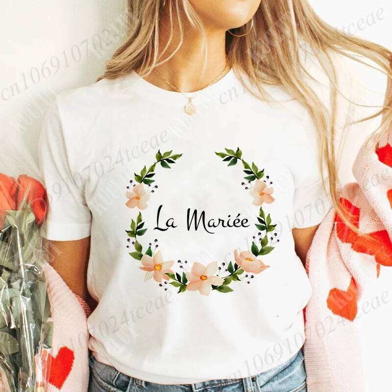 French Bridal Wedding Team T-Shirt Bachelorette Party Tops Flower Crown Graphic Tshirt Evjf Future Bride Bridesmaid Tees XJ260306 XJ260306
