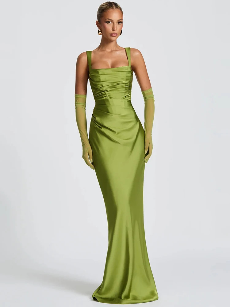 Mozision Satin Backless Sexy Maxi Dress Women Elegant Halter Offshoulder Sleeveless Laceup Bodycon Club Party Long Dresses 260306