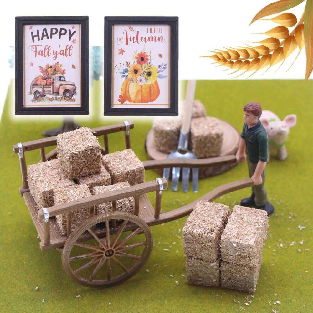 Dollhouse Mini Halloween Mural BJD Miniature Autumn Harvest Thanksgiving Festival Scene Wall Decoration Accessories H260306