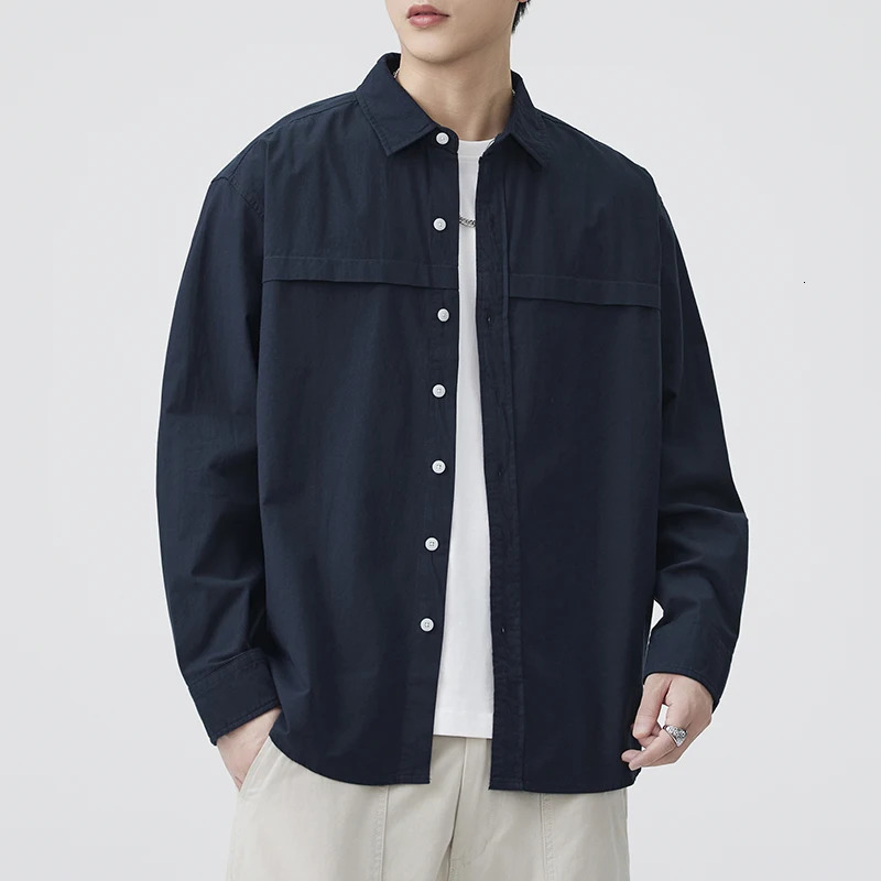 Cityboy Pure Cotton Long Sleeve Shirt Men Loose Casual Streetwear Fashion Cargo Shirts Coat Man Blouses 260304