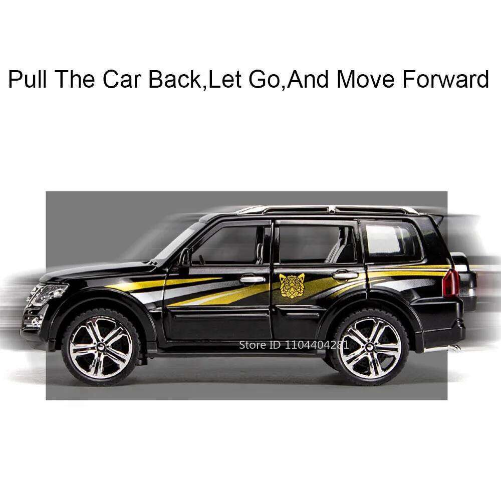 1:32 Mitsubishi Pajero Evolution Alloy Car Toys Diecast Model Doors Opened Sound Light Pull Back Vehices for Boy's Birthday Gift Z260306