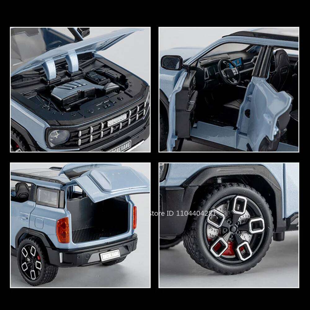 1:24 Haval X-DOG TANK 500 Alloy SUV Car Model Toy 6 Doors Opened Sound Light Pull Back Front Wheel Steering Vehice Friend's Gift Z260307