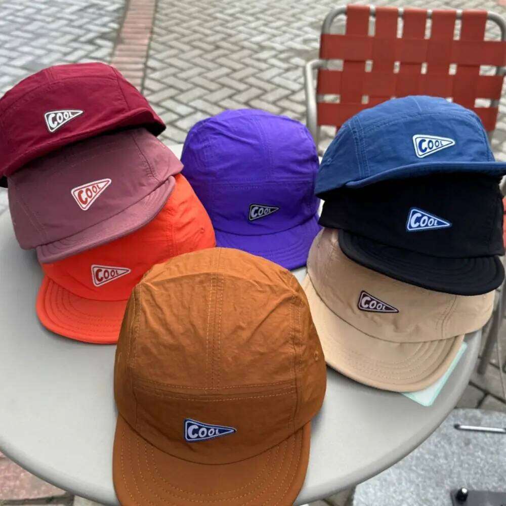 Korean Style Short Brim Hat Quick Drying Sunscreen Letter Baseball Soild Color Cotton Casual Duckbill Cap Girls Y260304