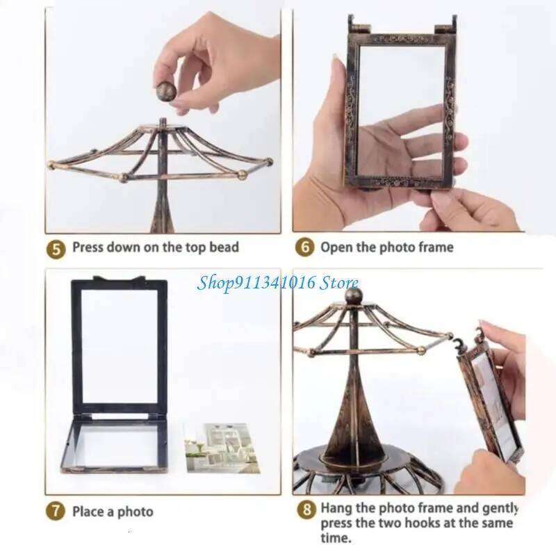 Rotatings Ferris Wheel Desk Photo Display Carousels Picture Frame H260306