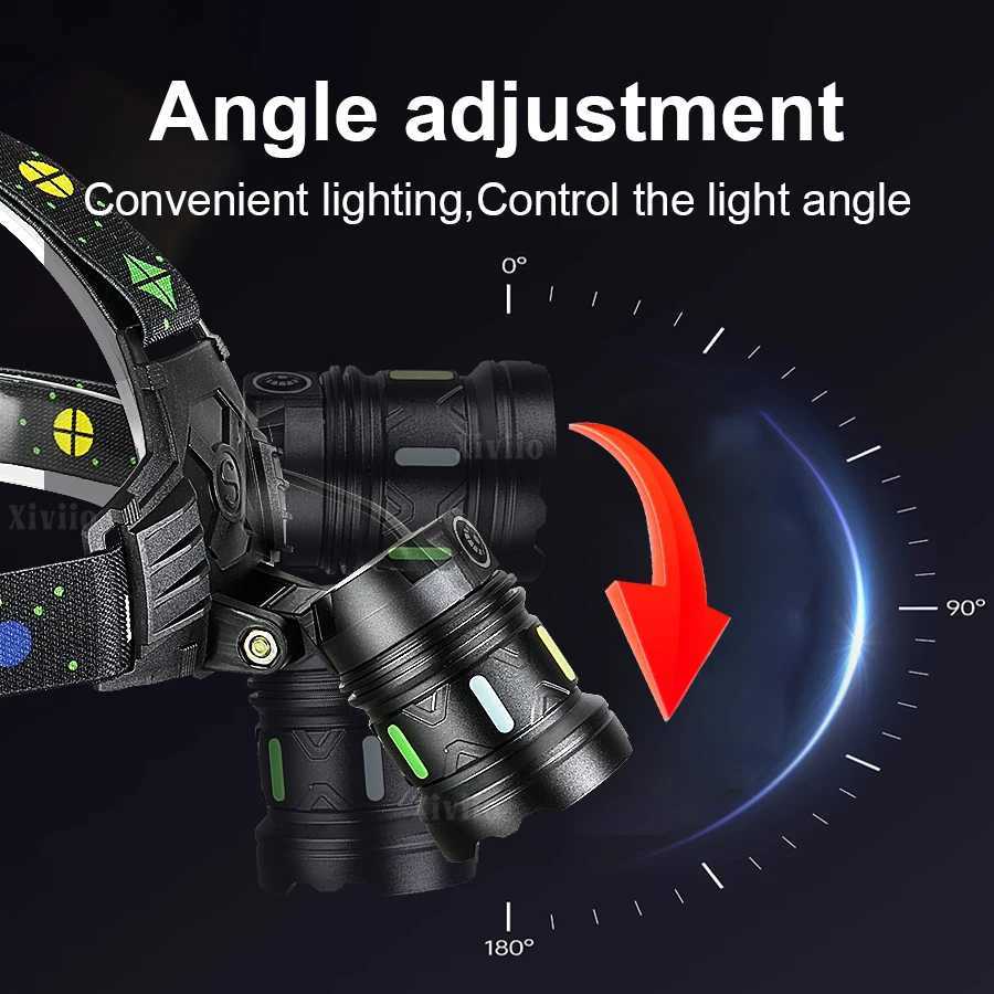 2026 Ultra Powerful LED Headlight 790000000LM White And Yellow Light Super Bright Headlamp Strong Light 5500M Fishing Head Torch H260307