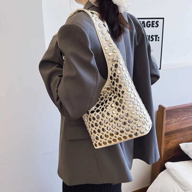 MOODS Punk Biker Style Underarm Shoulder Bucket Bags For Women Decor Shopper Tote 2025 Designer Purses And Handbags H260306