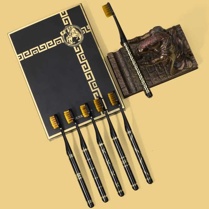 This 6-pack black gold gift box toothbrush provides gentle deep cleaning for adults.T260307