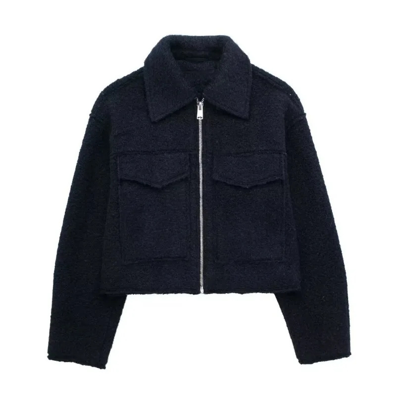 HXAO Womens Winter Tweed Jacket Women Coat Autumn Suede Demi-season Fleece Jackets for Women Zipper in Coats Outerwear 260306