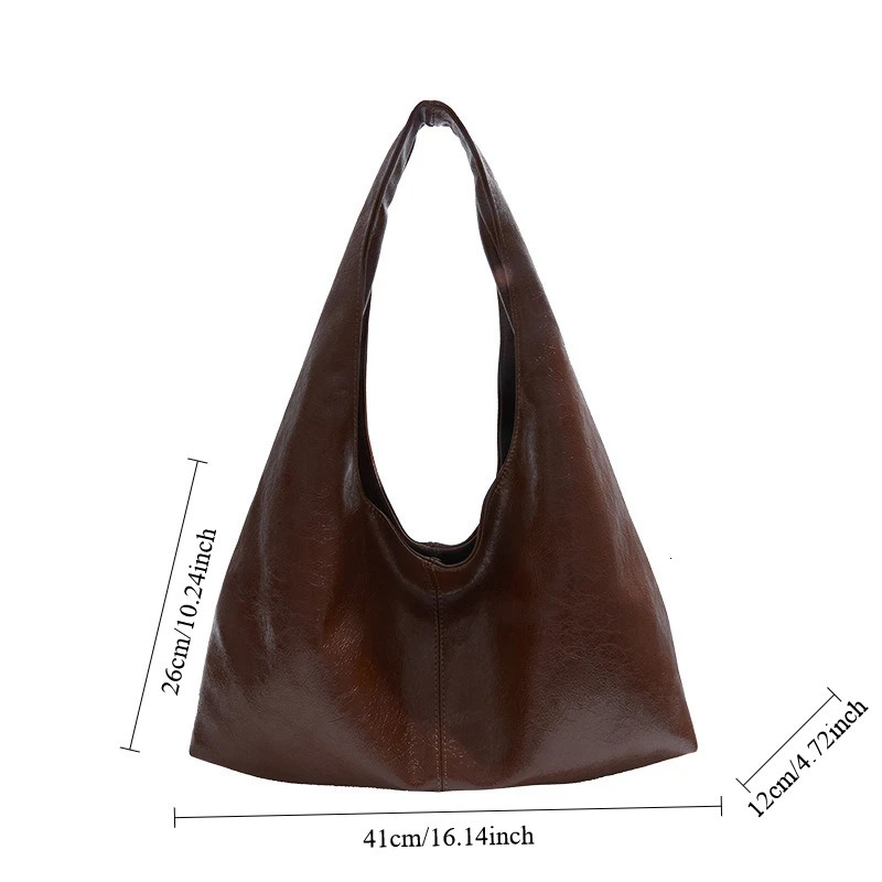 PU Leather Hobo Large Capacity Underarm Bags Autumn Winter Shoulder Bag for Women Trend Y2K Handbags and Purses Tote 260228