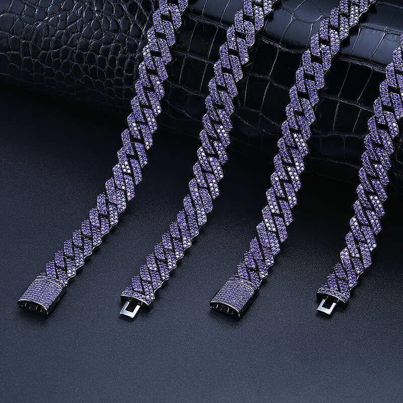 European and American cross-border classic hip-hop necklace, 14mm black diamond Cuban chain, personalized trendy men's accessory