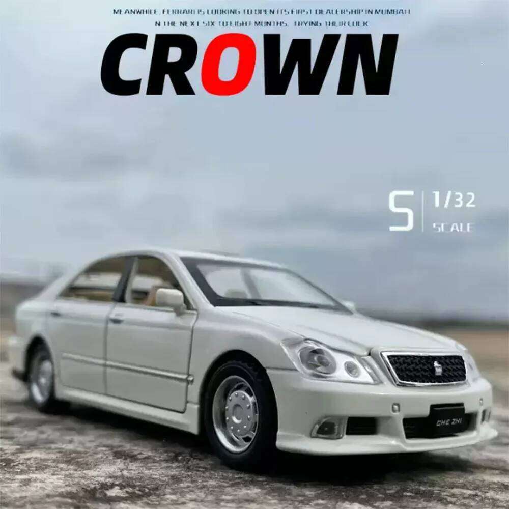1/32 Scale Crown Toy Car Model Alloy Diecast Pull Back Sound and Light Doors Opened Simulation Toys Vehicle Models Birthday Gift Z260306