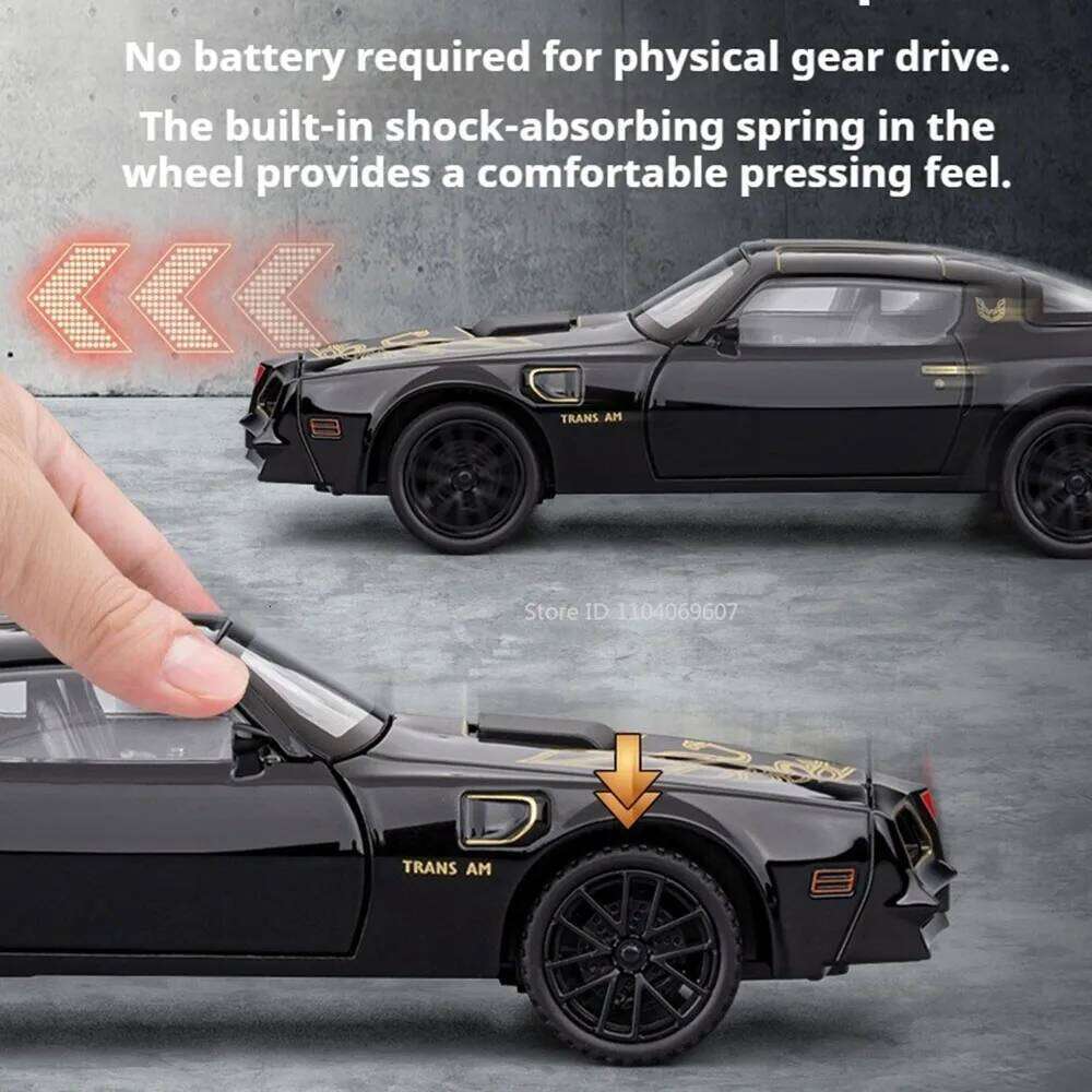 1:32 Scale Firebird Charger 1970 Alloy Diecast Sportscar Model Toys Doors Opened Sound Light Pull Back Vehices Collect Ornaments Z260306