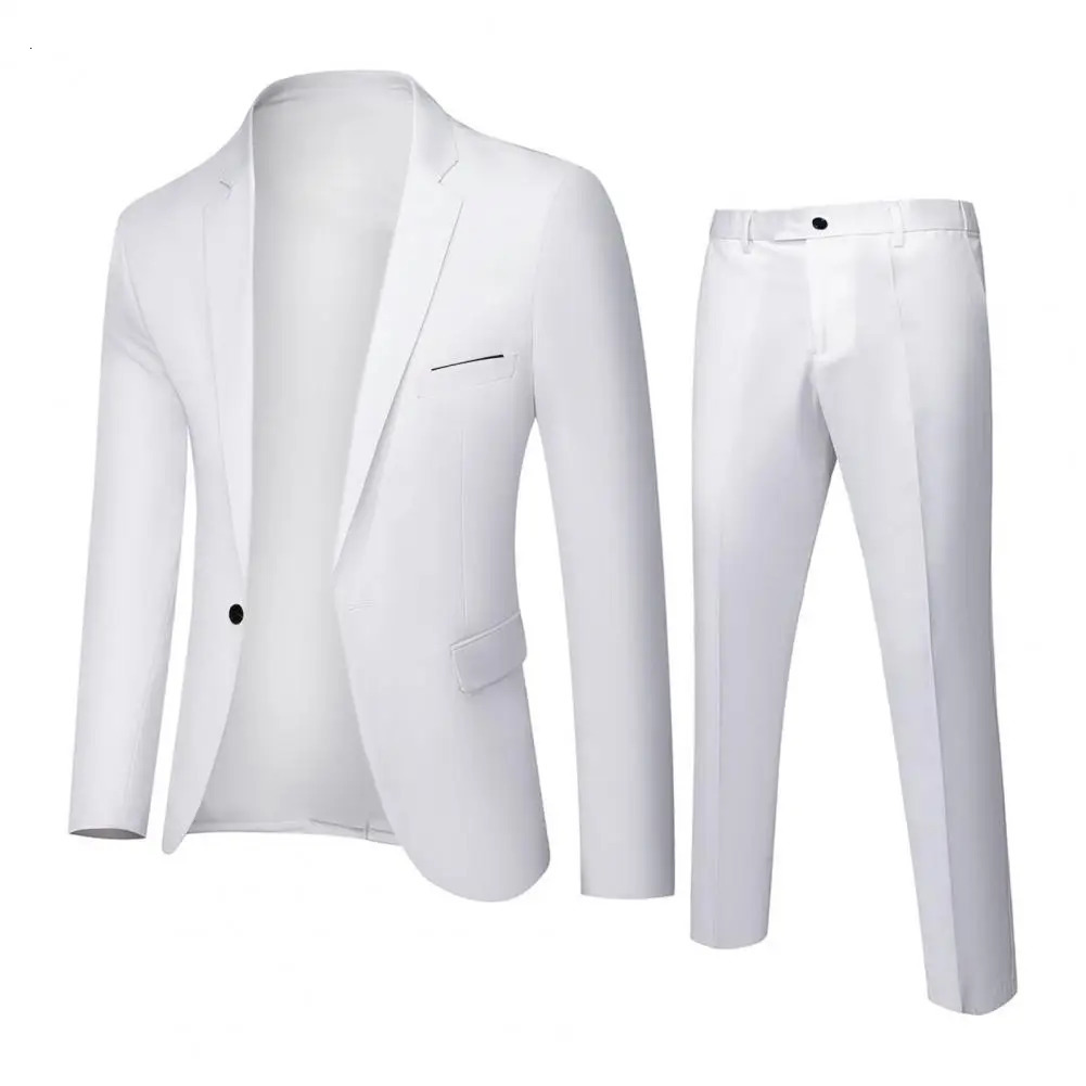 Formal Suit 2 Pieces Pants Korean Style Solid Color Single breasted Spring Autumn Buttons Formal Suit Wedding Groom Suit 260306