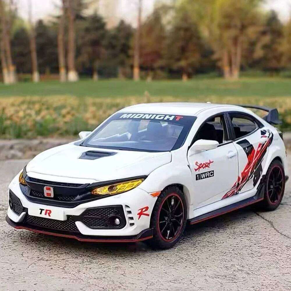1:32 Honda CIVIC TYPE-R Accord Toys Diecast Alloy Models Car 6 Doors Opened Sound Light Pull Back Cars Children's Holiday Gifts Z260306