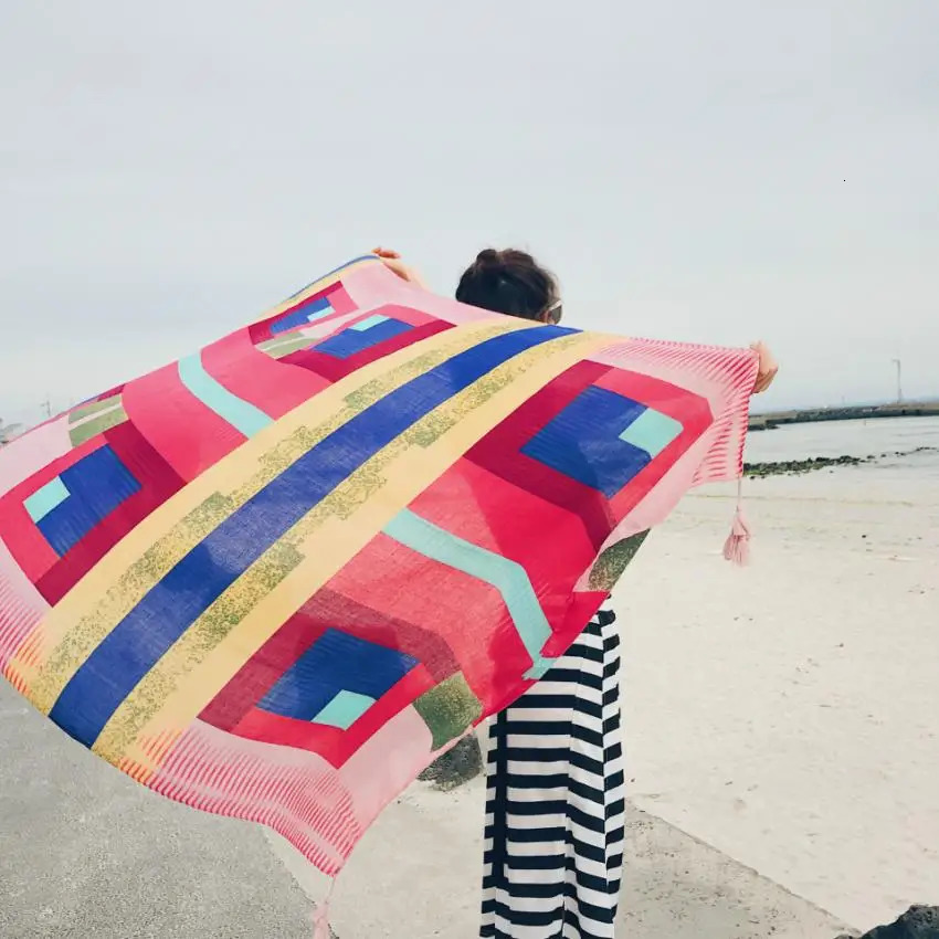 Fashions 90x180cm Twill Cotton Pareo Beach CoverUp Large Dress Bikini Bathing Swimwear Cover Up Sarong Wrap Scarf 260228