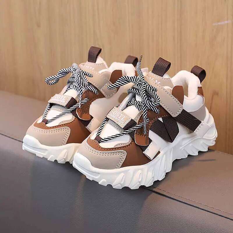 Autumn Children's Sneakers Boys New Fashion Design Breathable Sport Girls Non-slip Casual Student Shoes Toddler Shoe H260207 H260305