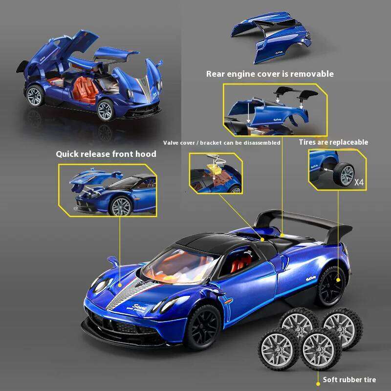 1/43 AE86 ZONDA R Automobile Model DIY Modified Car Toy Metal Die Cast Sliding Forward Boys Birthday Gift Z260306