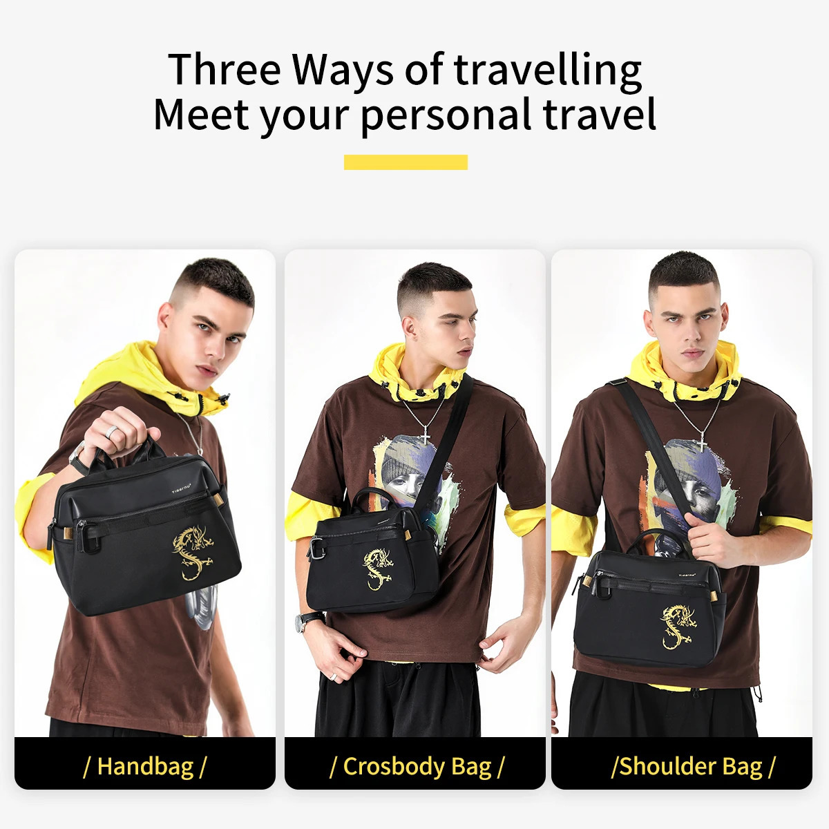 Tigernu Bags Men Fashion Male Shoulder Bag Chinese Style Hand Fit For 11 inch Tablet Waterproof Crossbody Dragon Series 260307