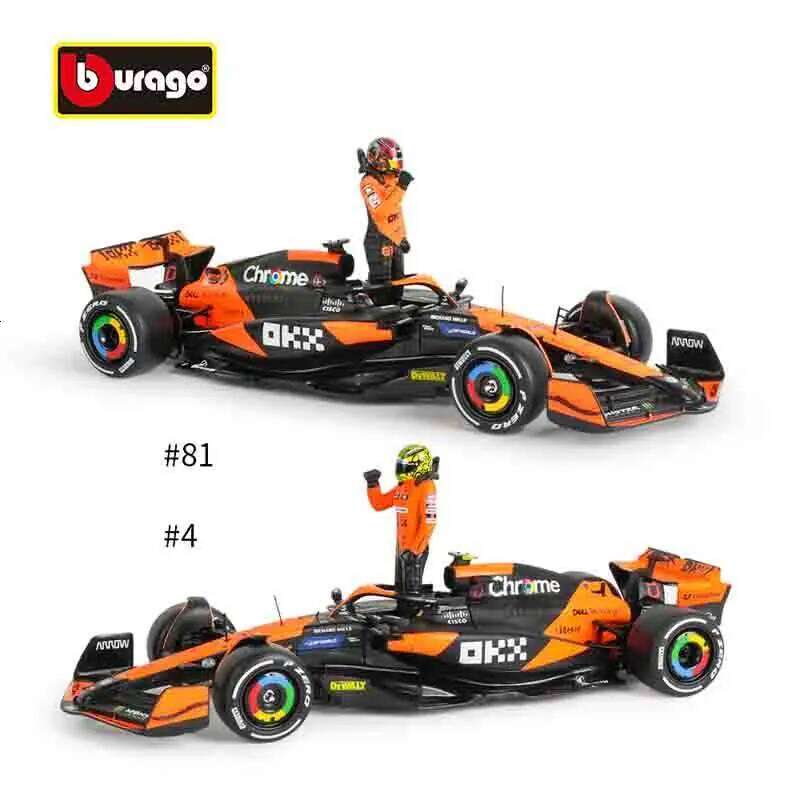 Bburago 1:24 Mclaren MCL38 #81#4 Miami Grand Prix 2024 Racing Formula Car Static Diecast with Figure Alloy Model Z260306