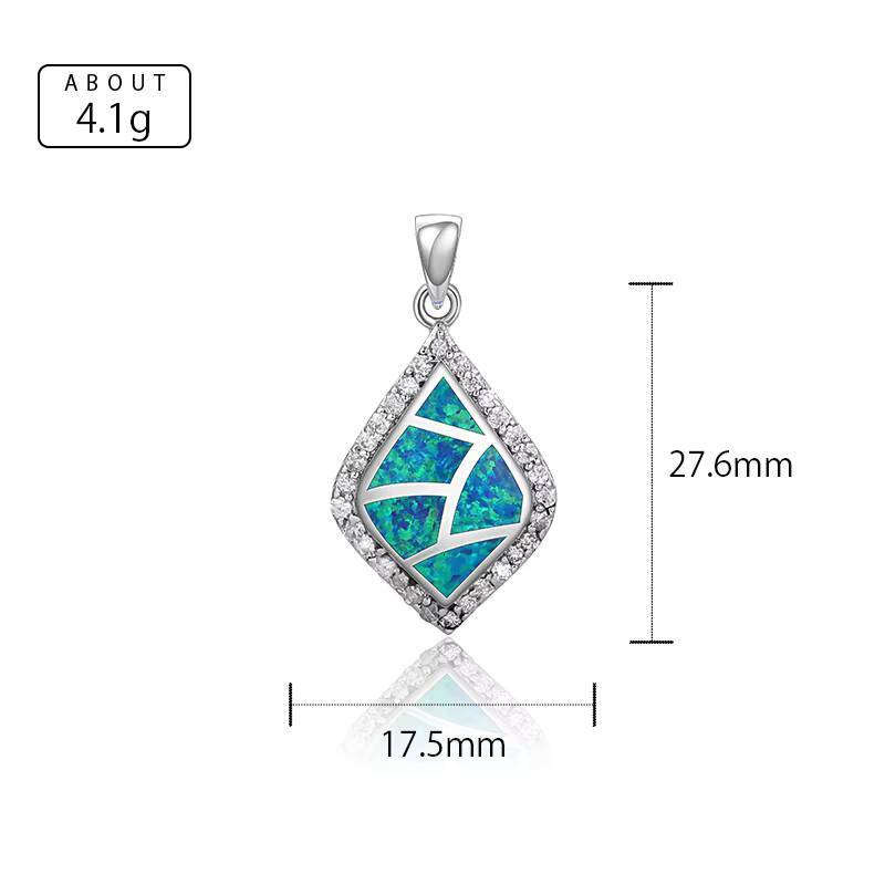 One of a Kind 925 Sterling Silver Opal Moissanite Chain and Pendant Set with Unique Iridescent Glow and Artisan Craftsmanship