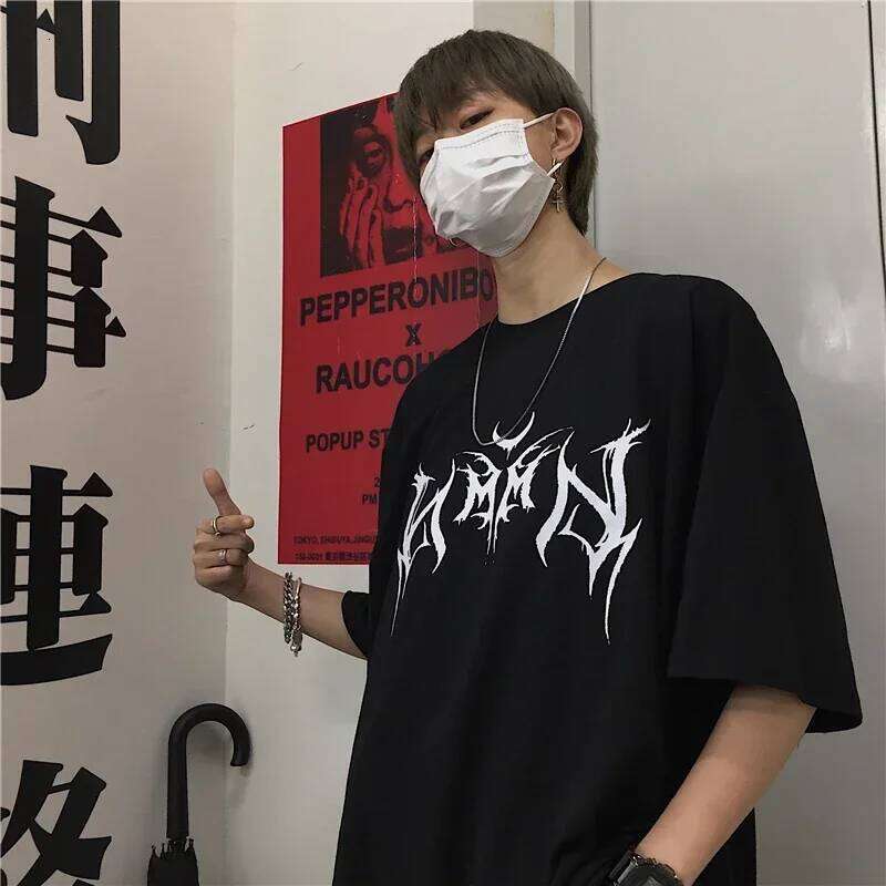 Women T Shirt Hip-Hop Loose Punk Letter Print Black Summer T-shirt Graphic Female Cute Tops Tee XJ260306
