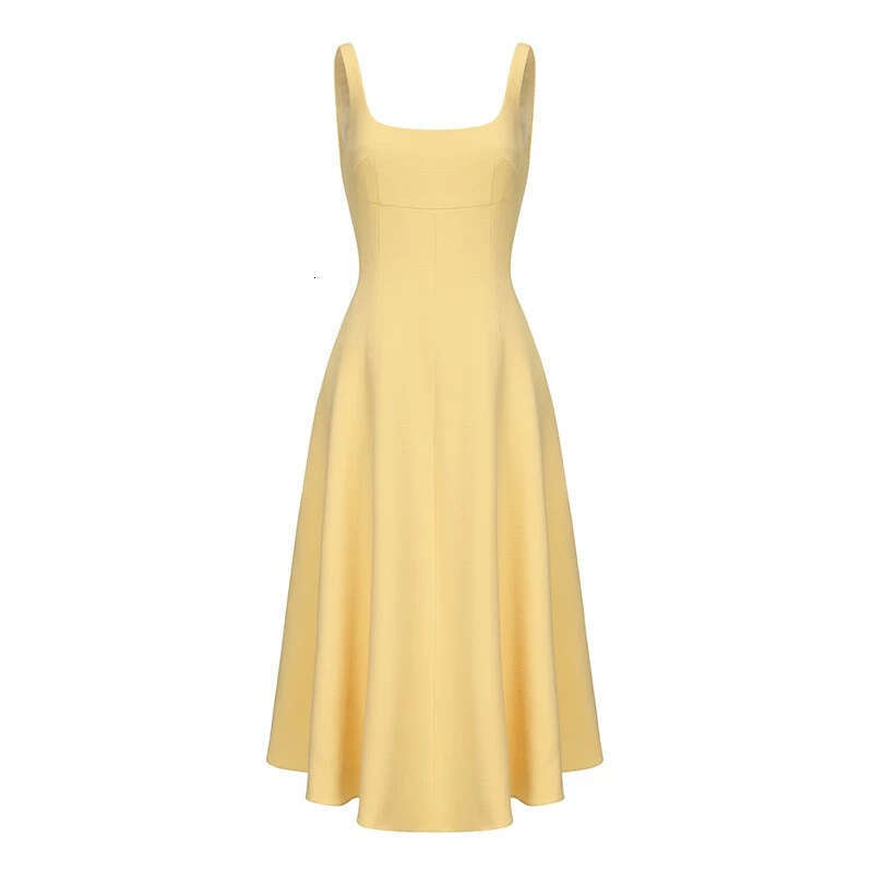 2026 Summer Designer A1 Fashionable French Elegant Hepburn Style Solid Color Lace up Waist Skirt