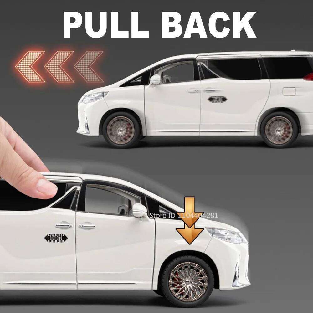 Large Size 1:18 Alloy LM300 Alphard MPV Models Diecast Car Toys 6 Doors Opened Sound Light Pull Back Vehices Adult Gift for Boys Z260306