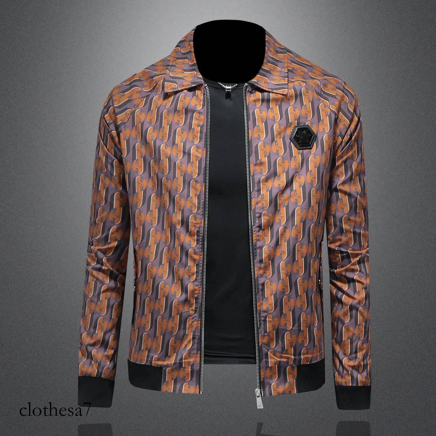 Luxury Printed Turn Down Collar Men's Jacket Business Bomber Jackets Male Casual Coats Social Streetwear Men Clothing