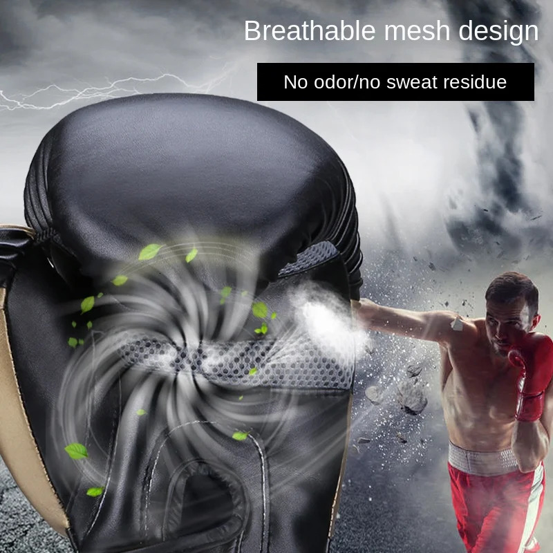 PU Leather Breathable Boxing Gloves 6oz10oz12oz16oz Kids Adult Professional Taekwondo Muay Thai Sanda Training 260228