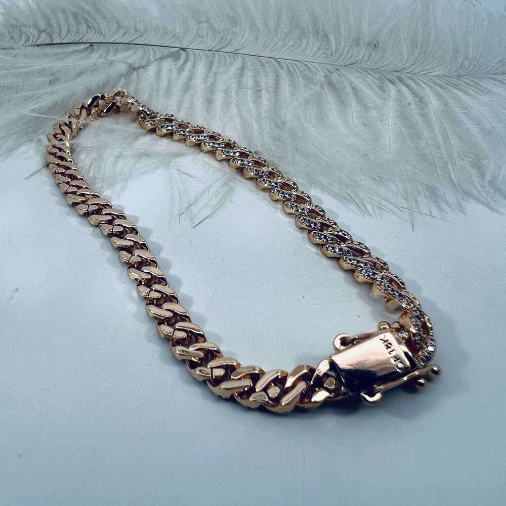 European and American heavy-duty full-diamond Cuban chain, high-quality 14mm diamond-studded men's hip-hop chunky necklace