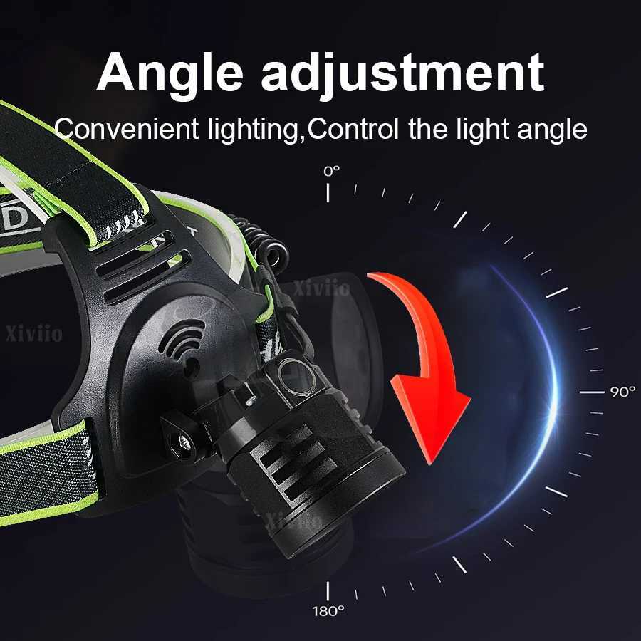 100000LM New High Power LED Headlight 5LED Wick Rechargeable Headlamp With Digital Display Portable Head Flashlight USB Lantern H260307