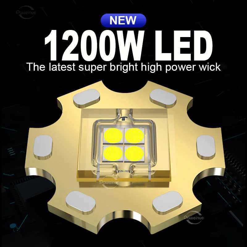 1200W Super Bright LED Headlight IPX6 Waterproof Headlamp Outdoor Work Head Lantern 18650 Head Lamp For Camping Hiking Light H260307