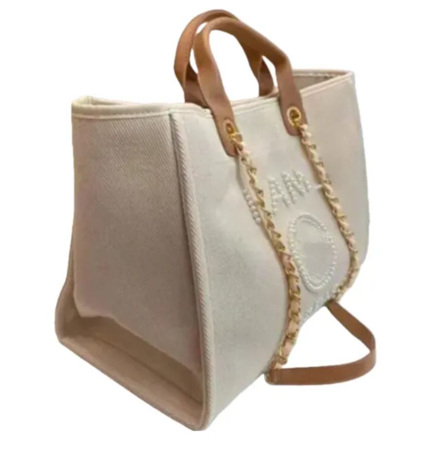 New Designer underarm Pearl Beach Shoulder Shopping Bags cc bag Handbags Canvas pearl letter bag Portable High-capacity Fashion Trend Women Bag rf55