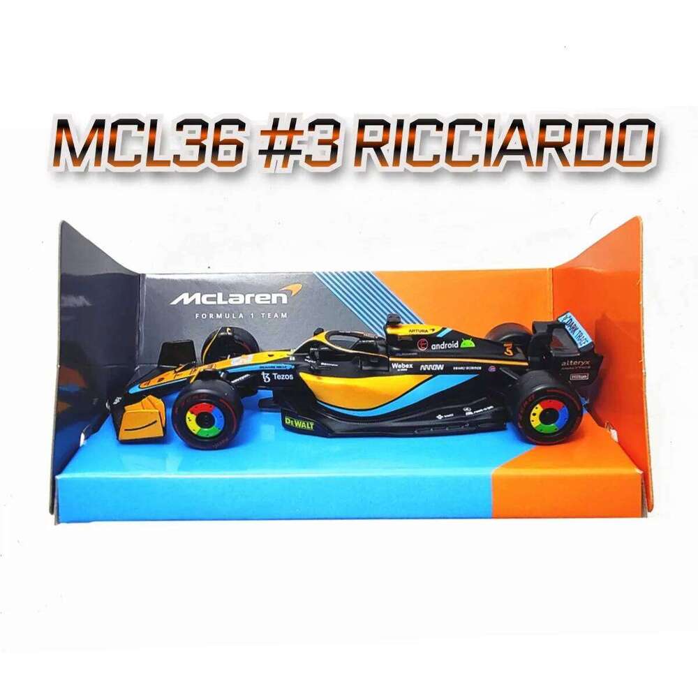 Limited Bburago Mclaren MCL36 #3 Ricciardo F1 Car Model, 1:43 Scale Formula 1 Racing Miniature Collectible Figure Toy Z260306
