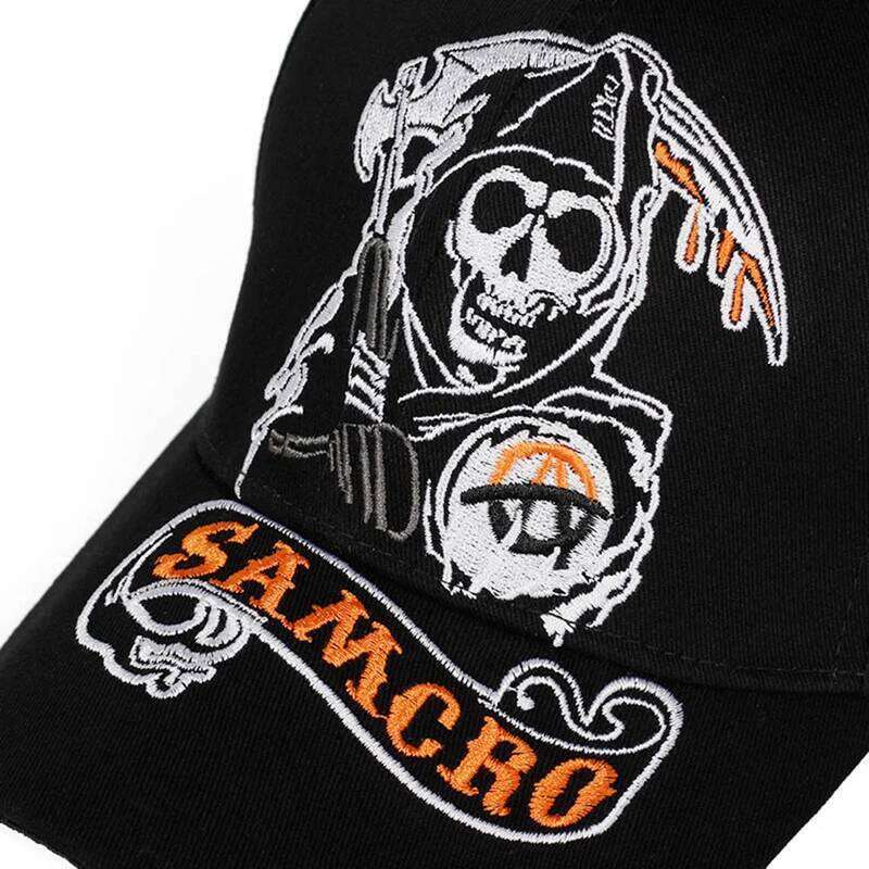 Fashion Unisex Baseball Caps SOA Sons Of Anarchy Skull Embroidery Snapback Men Women Motorcycle Racing Sports Trucker Hat EP0054 Y260304
